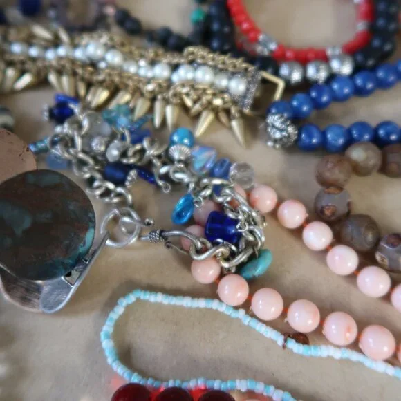 22 Pc Boho Beaded Bracelet Bundle Lot Gemstone Crystal Stack Boho Hippie Craft - Picture 6 of 13